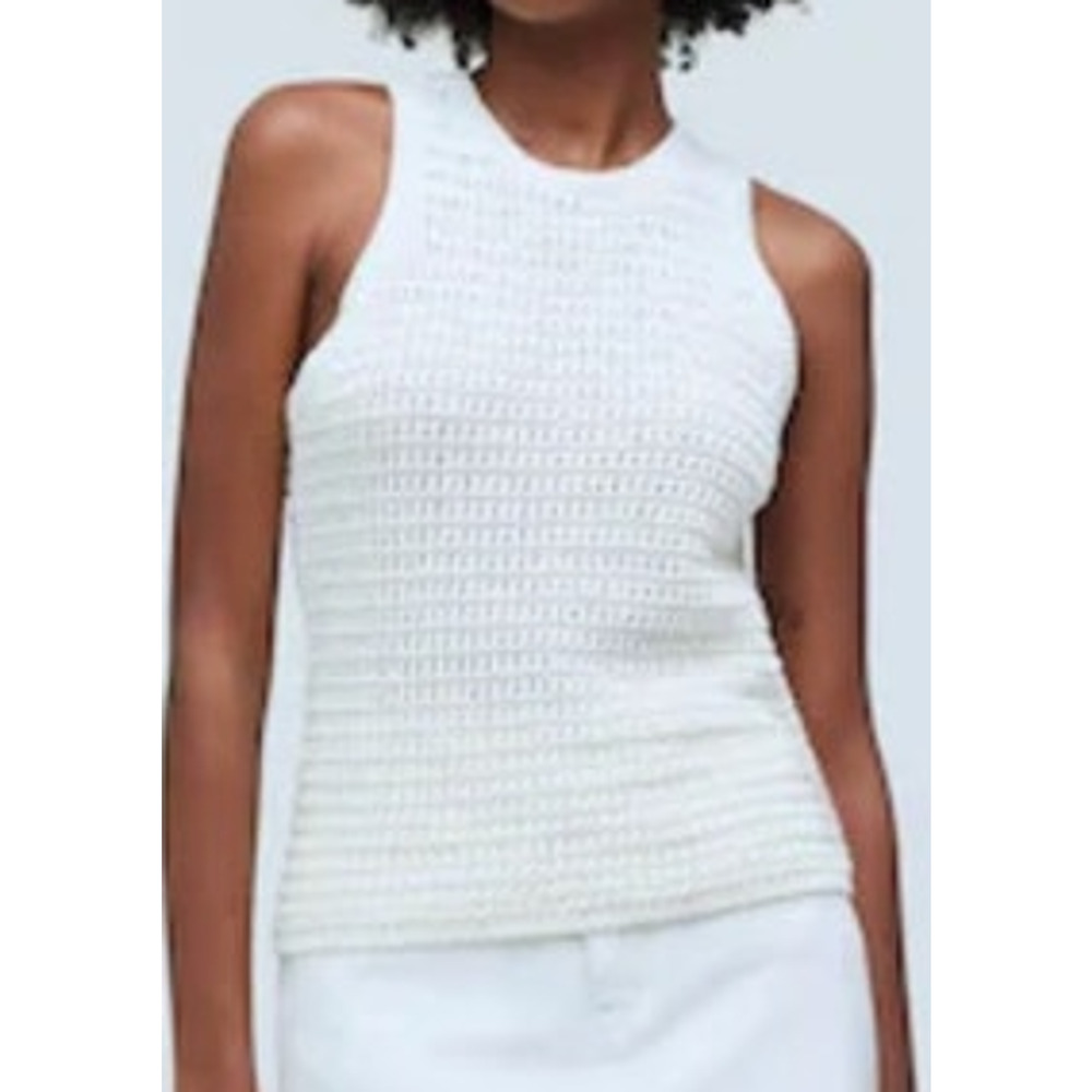 Madewell Tank WMNS S Ivory Crochet Racerback Cotton Summer Capsule Minimalist